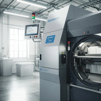 Sustainable and energy-efficient dry cleaning machinery